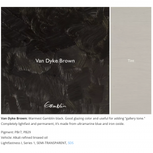 Масляная краска Gamblin "Artist" Van Dyke Brown (Ван-дик коричневый), туба 37мл