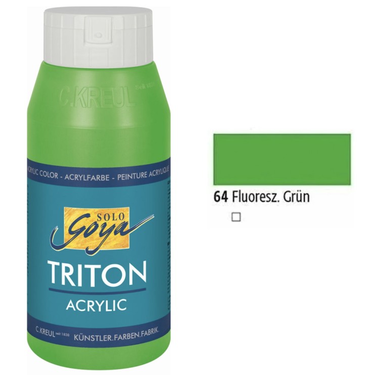 Краска акриловая Solo Goya "Triton" №64 Флюоресцентный зелёный, 750мл.