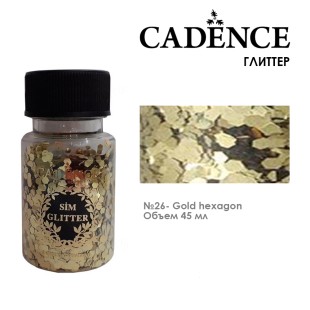 Глиттер в банке Cadence "Glitter Powder" 45мл, №26 золото шестиугольник