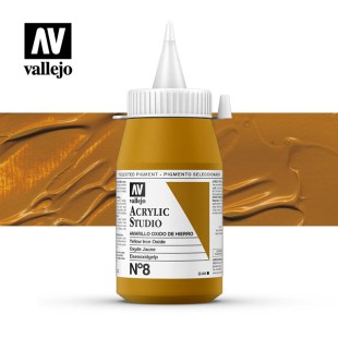 Акриловая краска Vallejo "Studio" #8 Yellow Iron Oxide (Марс желтый), 1л