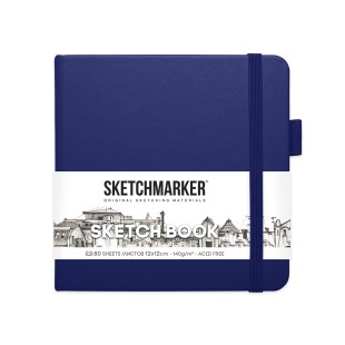 Блокнот для зарисовок Sketchmarker 12x12см, 80л,140гр/м² ,твердая обложка, Королевский синий