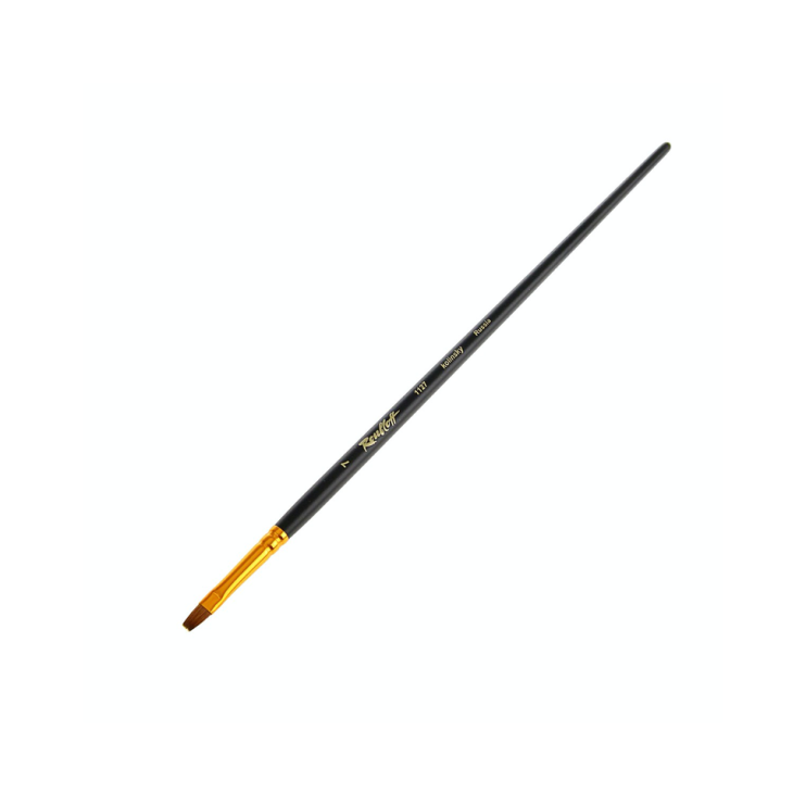 Кисть плоская колонок "1127" №7 с укороченной вставкой, длинная ручка