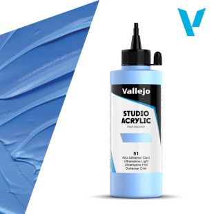 Акрил Vallejo "Studio" 51 Ultramarine Light (Ультрамарин светло-синий) 22.051, 200мл