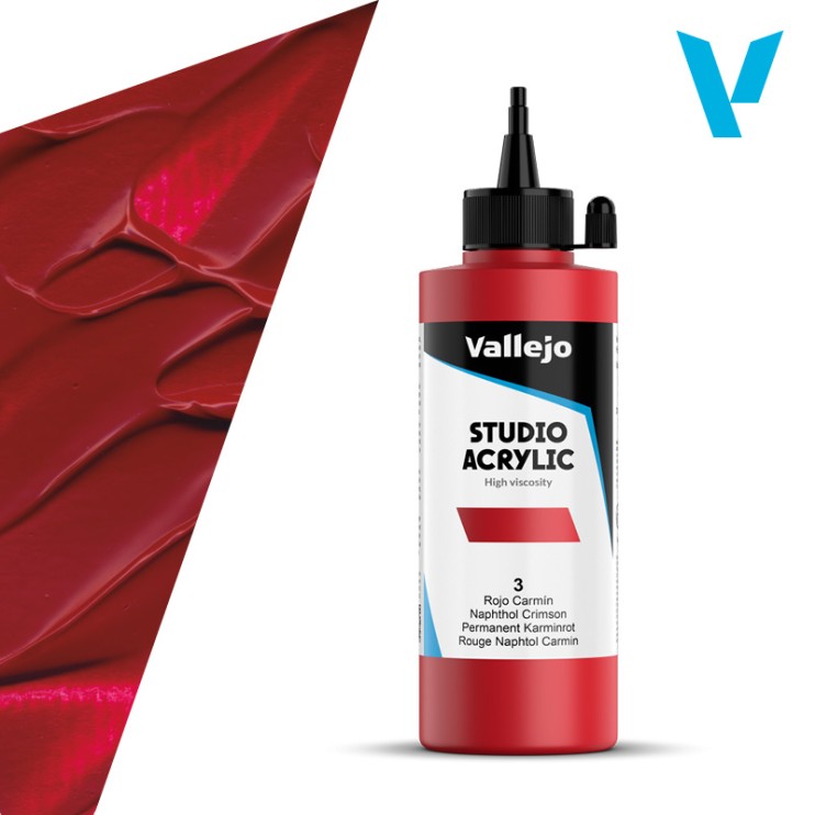 Акрил Vallejo "Studio" 3 Naphthol Crimson (Карминовый нафтол), 200мл