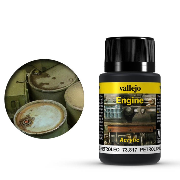 Краска для сборных моделей Vallejo, серия "Weathering Effects", цвет 73.817 Petrol Spills (Разлитый бензин)