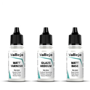 Набор вспомогательных жидкостей "Vallejo" 3 штуки (70.520, 70.596, 70.540) по 17мл