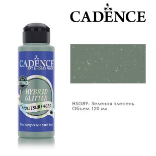 Краска акриловая Cadence "Hybrid Glitter" 120мл №HSG89 зеленая плесень с серебристыми блестками