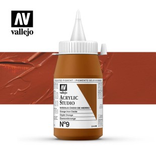 Акриловая краска Vallejo "Studio" #9 Orange Iron Oxide (Марс оранжевый), 1л