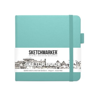 Блокнот для зарисовок Sketchmarker 12x12см, 80л,140гр/м² ,твердая обложка, Аквамарин