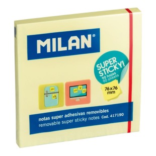 Бумага для заметок самоклеящаяся "MILAN" желтая, 76х76мм, 90л