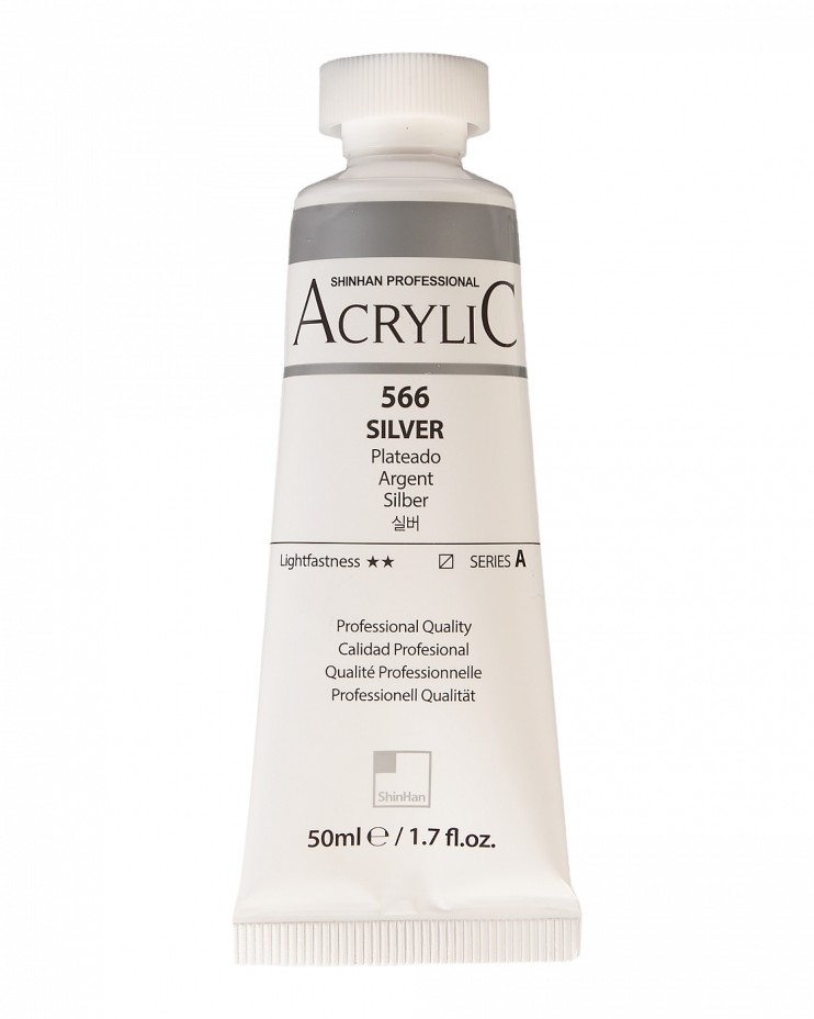 Краска акриловая ShinHan "Professional" №566 Серебряный, туба 50мл 