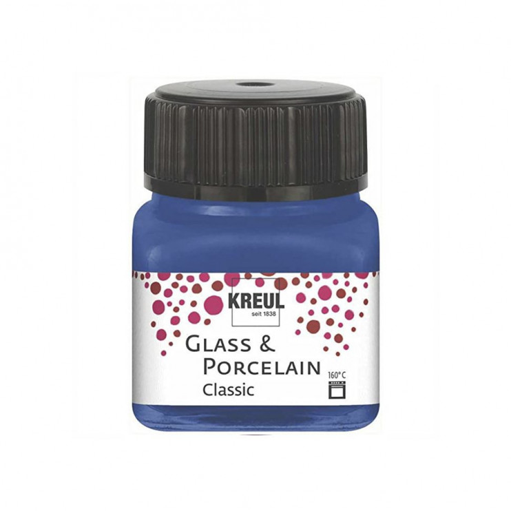Краска по стеклу и фарфору Kreul "Classic" 20 мл, кобальт синий (покрывная)