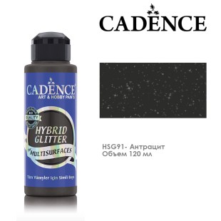 Краска акриловая Cadence "Hybrid Glitter" 120мл №HSG91 антрацит с серебристыми блестками
