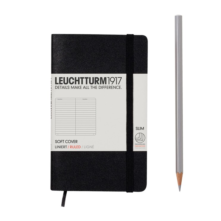 Блокнот в линейку Leuchtturm1917 "Pocket" A6, 61л, 80гр/м², мягкая обложка,Черный