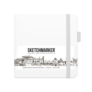 Блокнот для зарисовок Sketchmarker 12x12см, 80л,140гр/м² ,твердая обложка, Белый