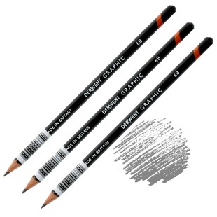 Комплект графитных карандашей Derwent "Graphic" 6B (3 штуки)