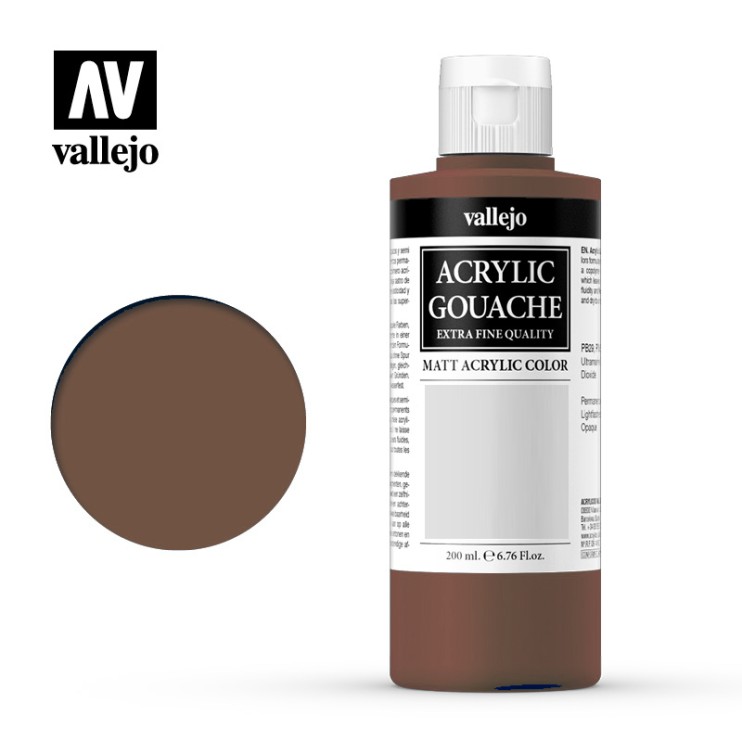 Гуашь-темпера Vallejo "Acrylic Gouache" 11.081 Марс коричневый, 200 мл