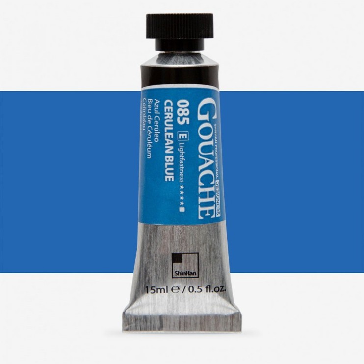 Гуашь Shinhan "Designers GOUACHE" №085(E) Cerulean blue (Синий церулеум), туба 15мл
