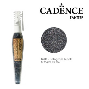 Глиттер в ручке-флаконе Cadence "Glitter Powder Pen" 10мл, №01 черный голографический