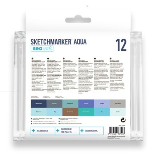 Набор акварельных маркеров Sketchmarker Aqua "Sea Set" 12 цветов