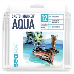 Набор акварельных маркеров Sketchmarker Aqua "Sea Set" 12 цветов