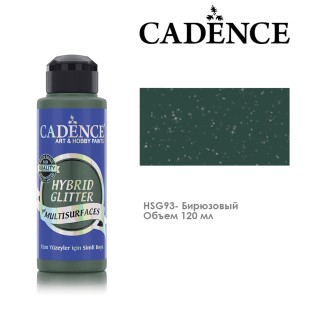 Краска акриловая Cadence "Hybrid Glitter" 120мл №HSG93 бирюзовый с серебристыми блестками