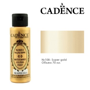 Краска металлик Cadence "Water-Based Gilding Metallic Paint" 70мл, 108 супер золото