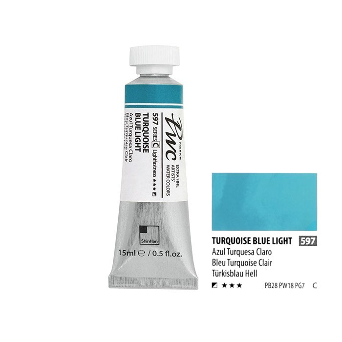 Краска акварельная SH "PWC" №597 (C) бирюзово-синий светлый / туба 15мл