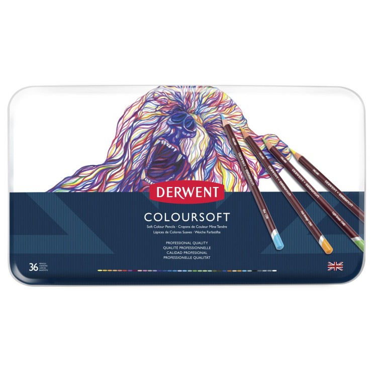 Набор цветных карандашей Derwent "Coloursoft" 36 цвета в металлической коробке (0701028)