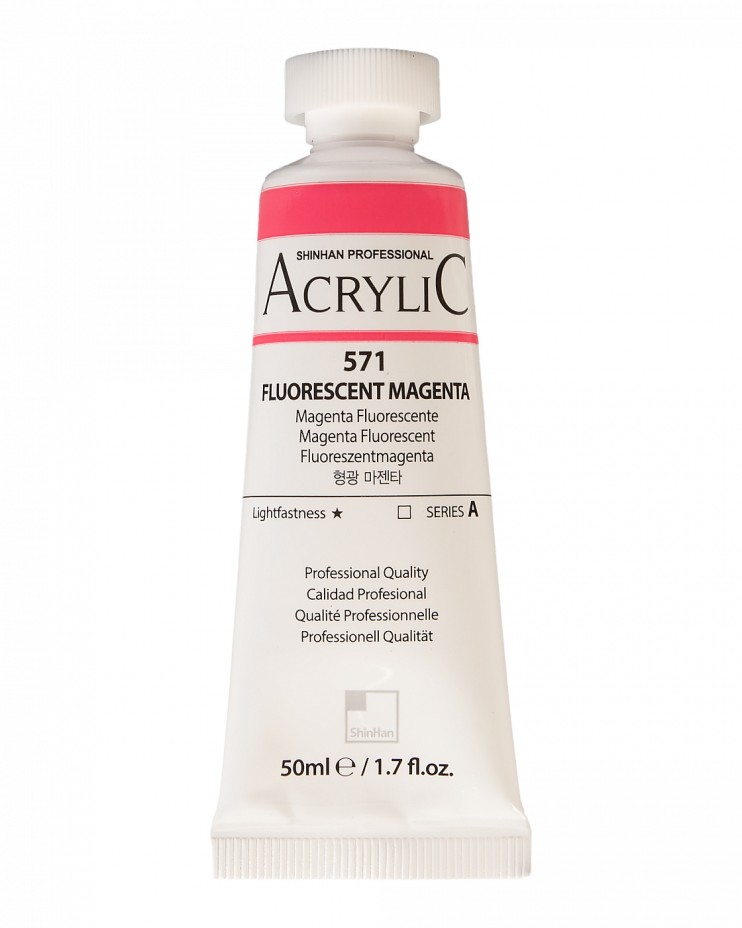 Краска акриловая ShinHan "Professional" №571 Маджента флуоресцентная, туба 50мл 