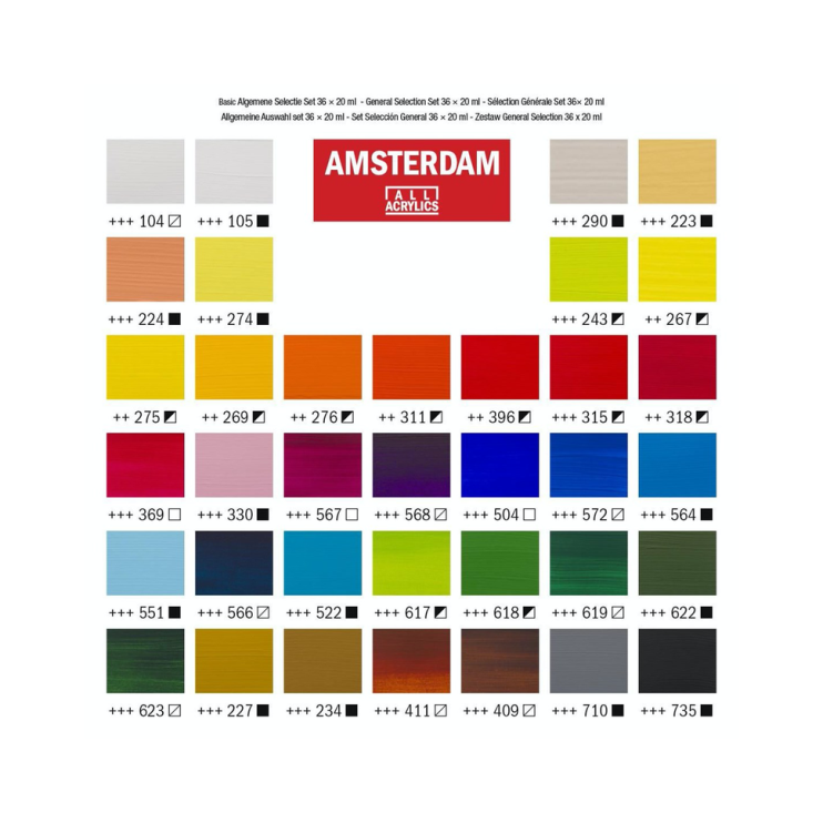 Набор акриловых красок Amsterdam "General selection" 36 туб по 20мл