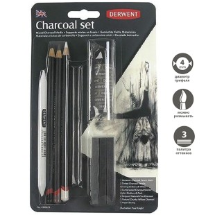 Набор угольных карандашей Derwent "Charcoal" 10 предметов в блистере