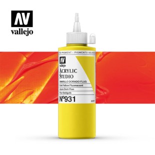Акриловая краска Vallejo "Studio" #931 Fluorescent Gold Yellow (Желто-оранжевый флюоресцентный) 22.931, 200 мл