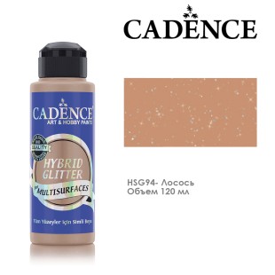 Краска акриловая Cadence "Hybrid Glitter" 120мл №HSG94 лосось с серебристыми блестками
