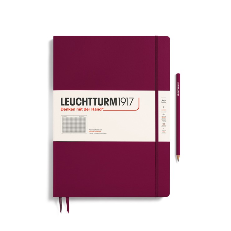 Блокнот в клетку Leuchtturm1917 "Master Slim" A4+, 61л, 100гр/м²,твердая обложка, Красный Портвейн (359785)