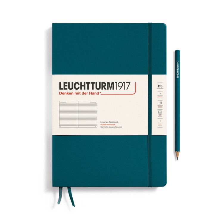 Блокнот в линейку Leuchtturm1917 "Composition" B5, 109л, 80гр/м², твердая обложка, Зеленый Океан (366176)
