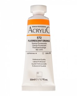 Краска акриловая ShinHan "Professional" №572 Оранжевый флуоресцентный, туба 50мл 