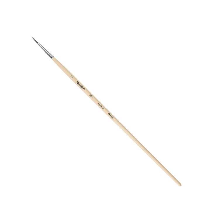 Кисть для акварели белка круглая "1412" №2, длинная ручка