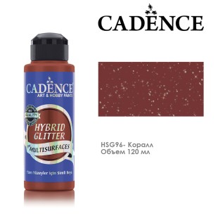 Краска акриловая Cadence "Hybrid Glitter" 120мл №HSG96 коралл с серебристыми блестками