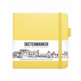 Блокнот для зарисовок Sketchmarker 12x12см, 80л,140гр/м² ,твердая обложка, Лимонный