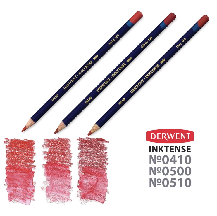 Набор карандашей чернильных Derwent "Inktense" 3 штуки, вишневые оттенки (0410, 0500, 0510)