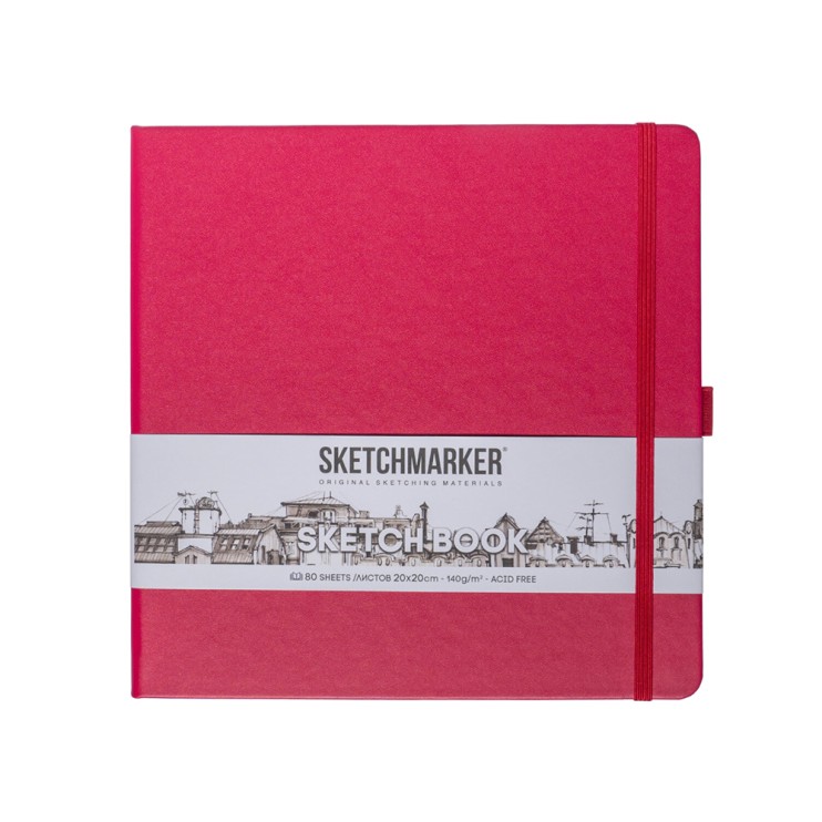 Блокнот для зарисовок Sketchmarker 20x20см, 140г/м2, 80л, твердая обложка Маджента