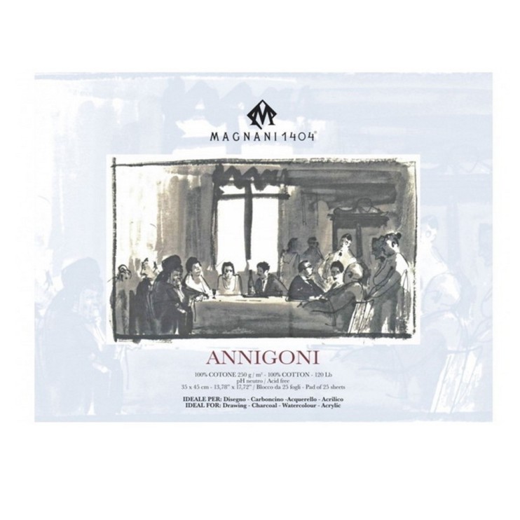 Блок для акварели Magnani "Annigoni" 35x45см, 25л, 250гр/м², бежевый