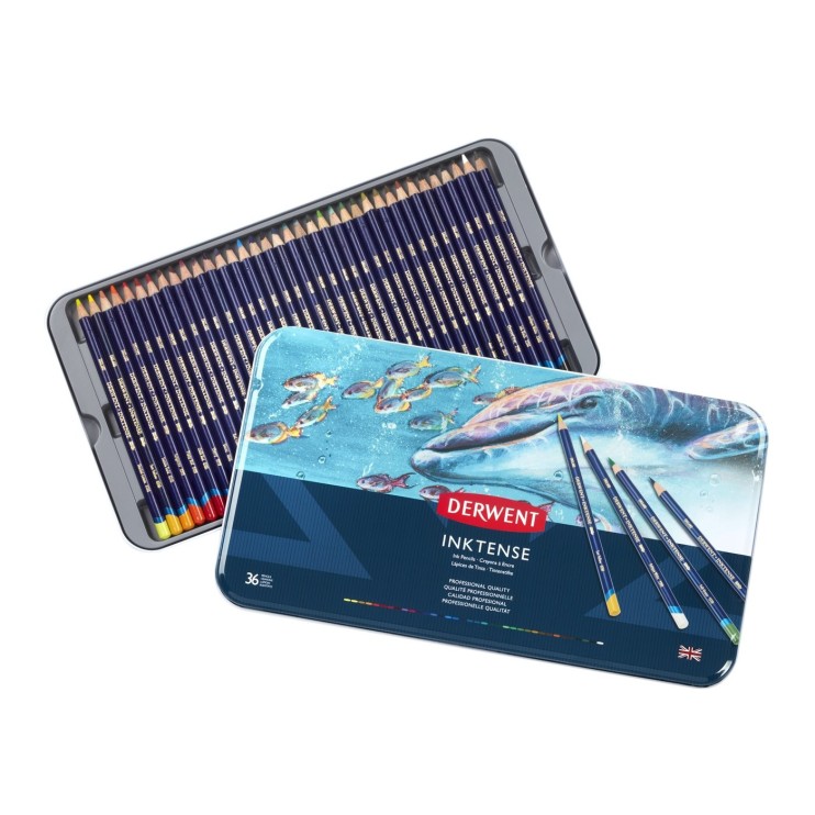Набор чернильных карандашей Derwent "Inktense" 36 штук в металлическом пенале (2301842)