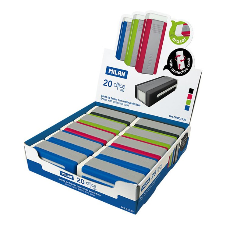 Ластики виниловые Milan "1320" 20 штук, прямоугольные (6,1 х 2,3 х 1,2 см)