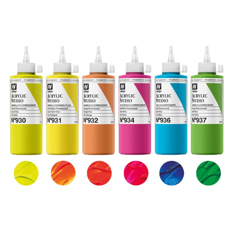 Набор акриловых красок Vallejo "Studio" 6 штук (№930, 931, 932, 934, 936, 937) по 200мл