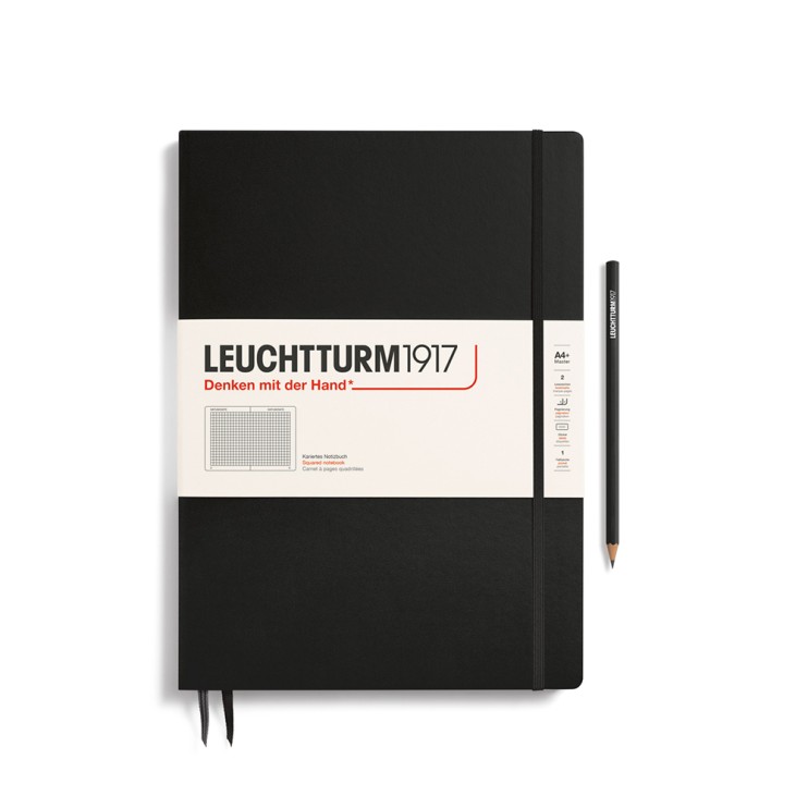 Блокнот в клетку Leuchtturm1917 "Master Slim" A4+, 61л, 100гр/м²,твердая обложка, Черный (310174)