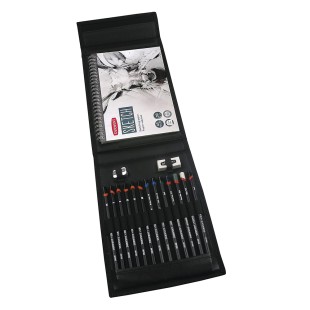 Набор графитных карандашей Derwent "Sketching Wallet" 12 штук с блокнотом А5, аксессуарами (2300218)