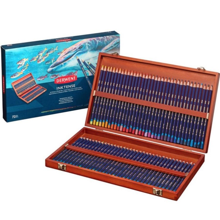Набор чернильных карандашей Derwent "Inktense" 72 штуки в деревянном пенале (2301844)