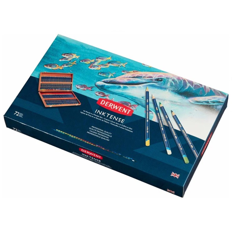 Набор чернильных карандашей Derwent "Inktense" 72 штуки в деревянном пенале (2301844)